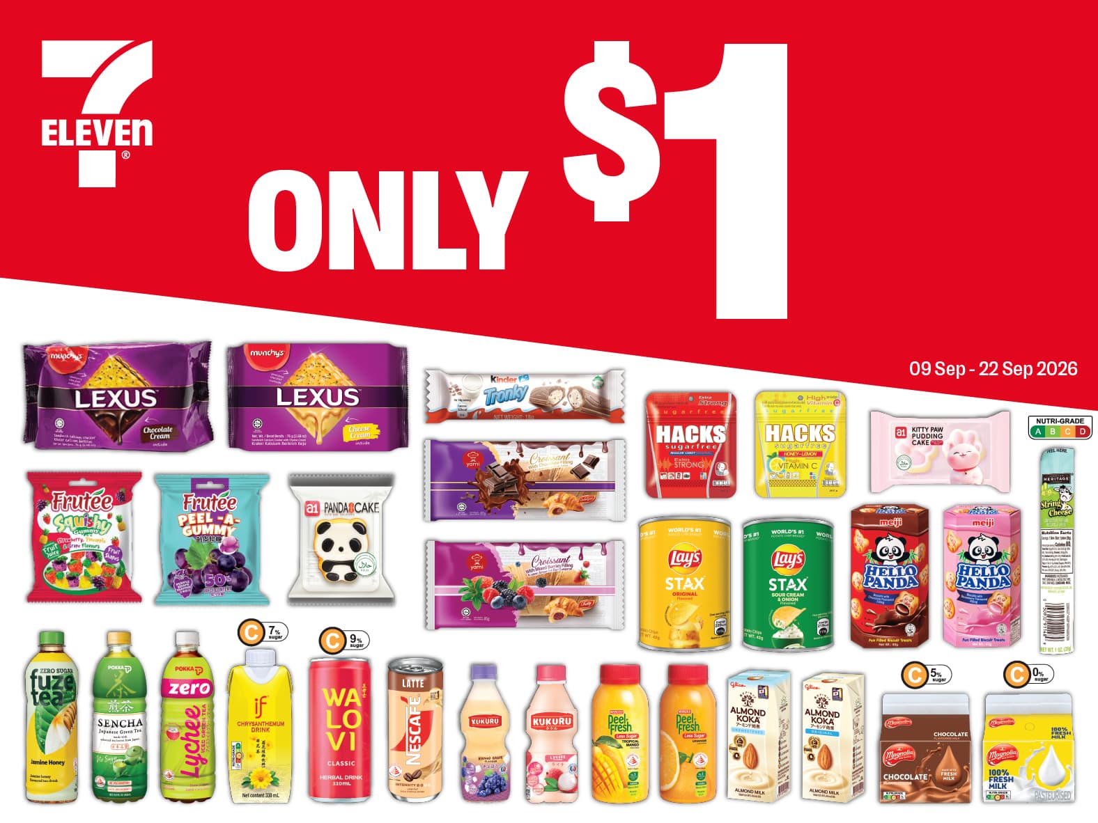 7-Eleven's $1 Deals, 9 to 22 Sep 2026: 19 Snacks and Drinks at a Dollar, but Two Are Priced in Pairs and the Store List Names Only 278 Outlets