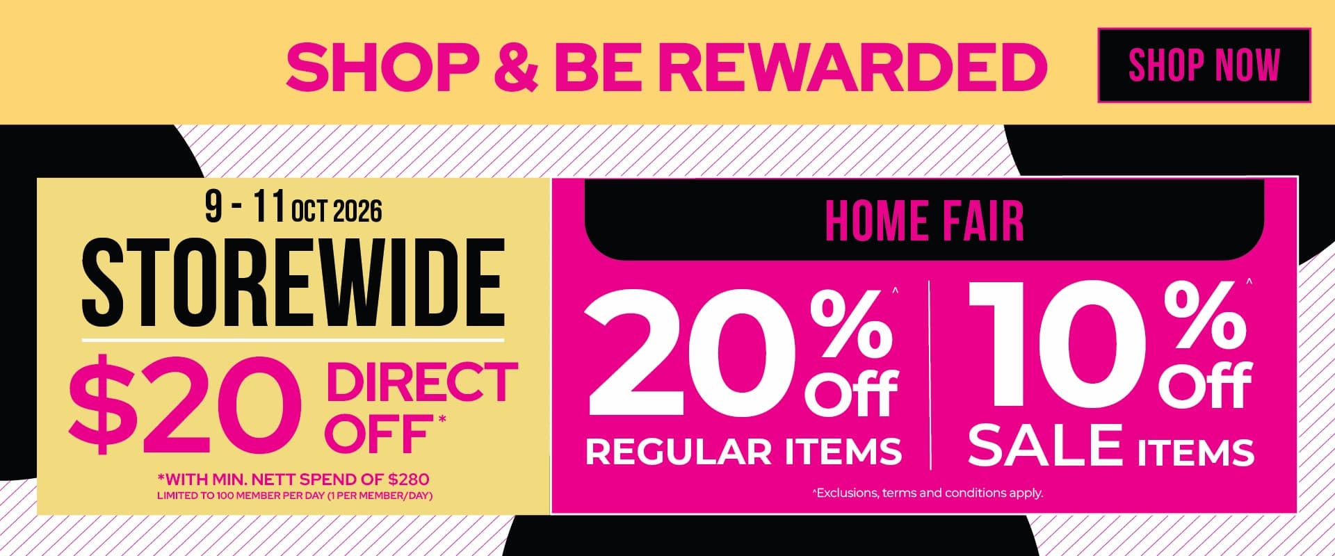 BHG Home Fair: 20% Off Regular Home Items, 10% Off Sale Items and $20 Off a $280 Spend Storewide, 9-11 Oct 2026
