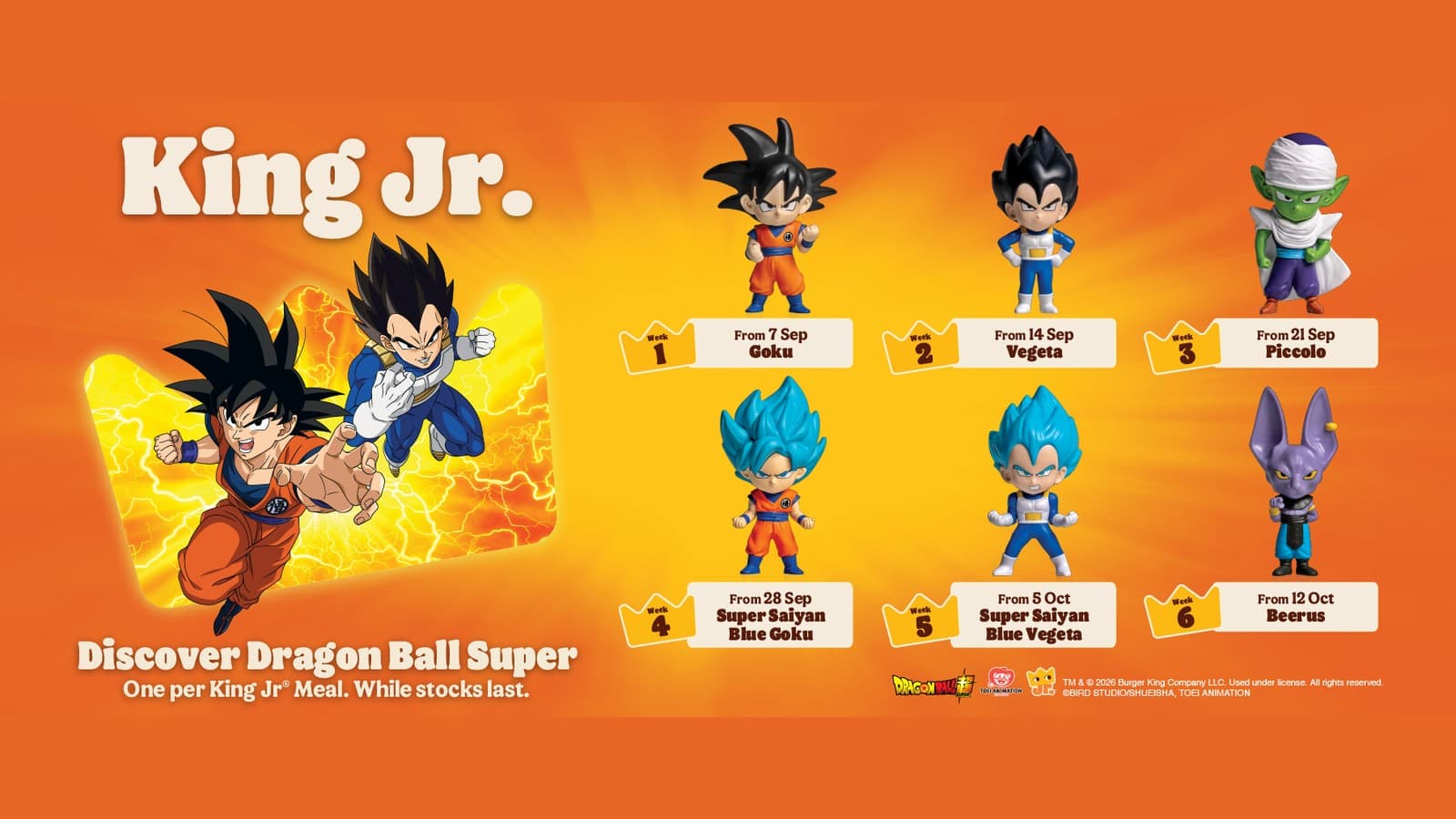 Burger King Singapore Puts Dragon Ball Super on the King Jr. Meal: 6 Figures, But One New Character a Week From 7 Sep to 12 Oct, Not the Random Draw the Deal Blogs Copied From America