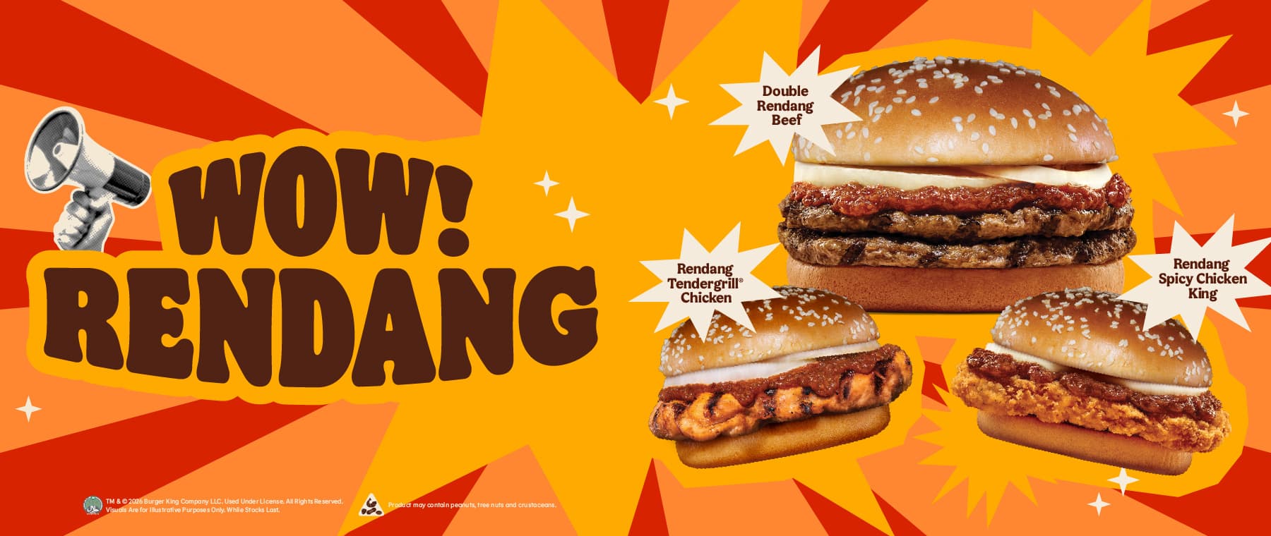 Burger King's Rendang Range Is Back for SG61 — Three Rendang Burgers From 28 July 2026, Plus a $6.10 Rendang Burger + Milo Deal on 11–16 August