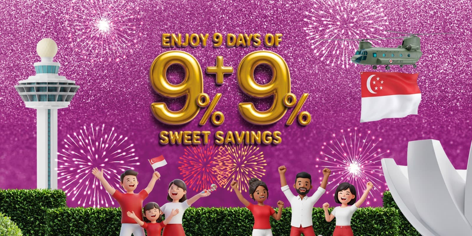 樟宜机场 2xGST 回归贺 SG61 —— T1–T4 公共区 9% + 9% 折扣,只限 9 天(7 月 24–26 日、7 月 31 日–8 月 2 日、8 月 7–9 日)