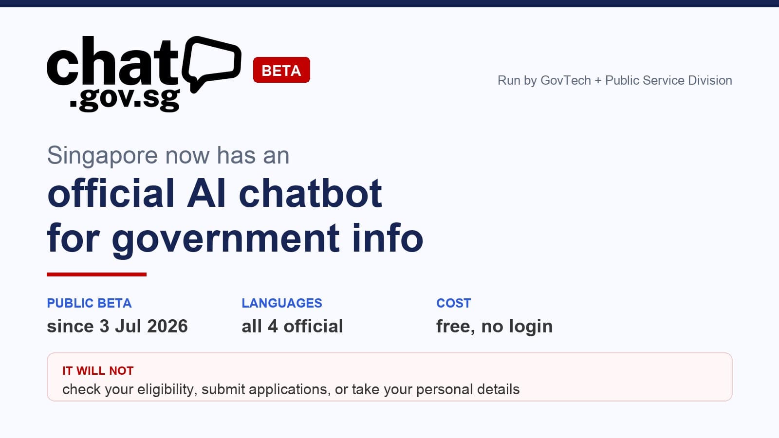 Singapore Has an Official Government AI Chatbot Now: chat.gov.sg Is Live, Free and in All 4 Languages — Plus the 3 Things It Refuses to Do