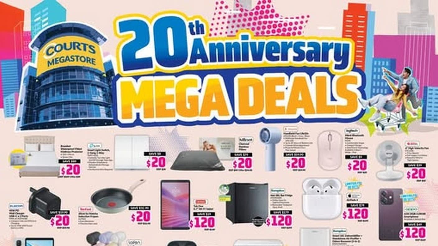 COURTS 20th Anniversary Mega Deals End 21 Sep 2026: The Tampines Megastore Is the One Turning 20, and the Terms Page Its Own Poster Sends You To Has Nothing on This Sale