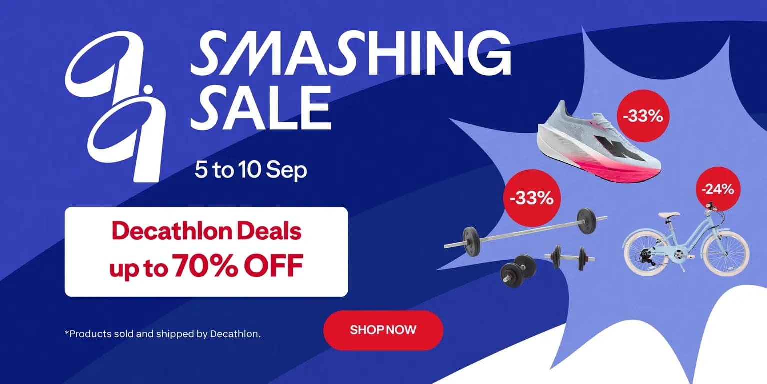 Decathlon's 9.9 Smashing Sale Ends 10 Sep: Up to 70% Off, But the Free Delivery in the Banner Is Worth $2.90