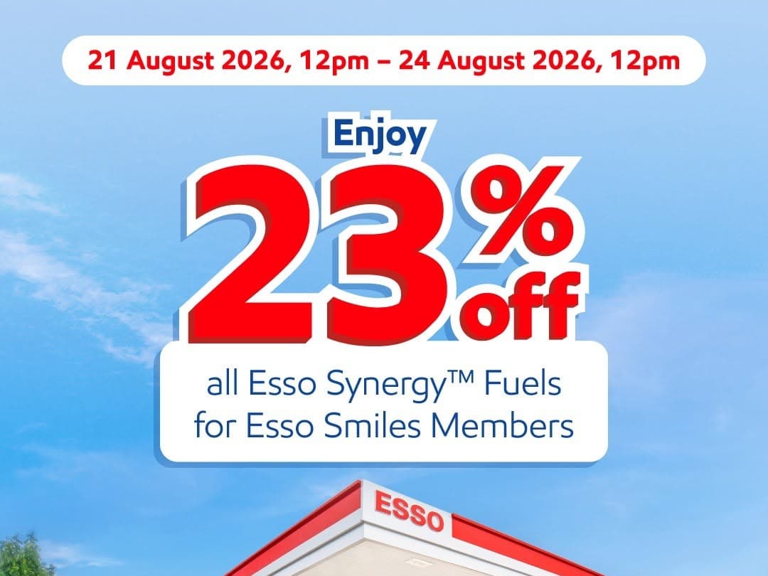 Esso Takes 23% Off Every Synergy Fuel for Smiles Members Until Mon 24 Aug, 12pm — But It Cancels Your Card Discount, So DBS Esso, Citi and OCBC Holders Should Do the Maths First
