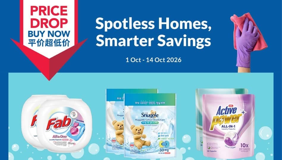 FairPrice Cleaning Sale: Fab Laundry Capsules 55% Off, 3 Buy 1 Get 1 Free Deals, 1-14 Oct 2026