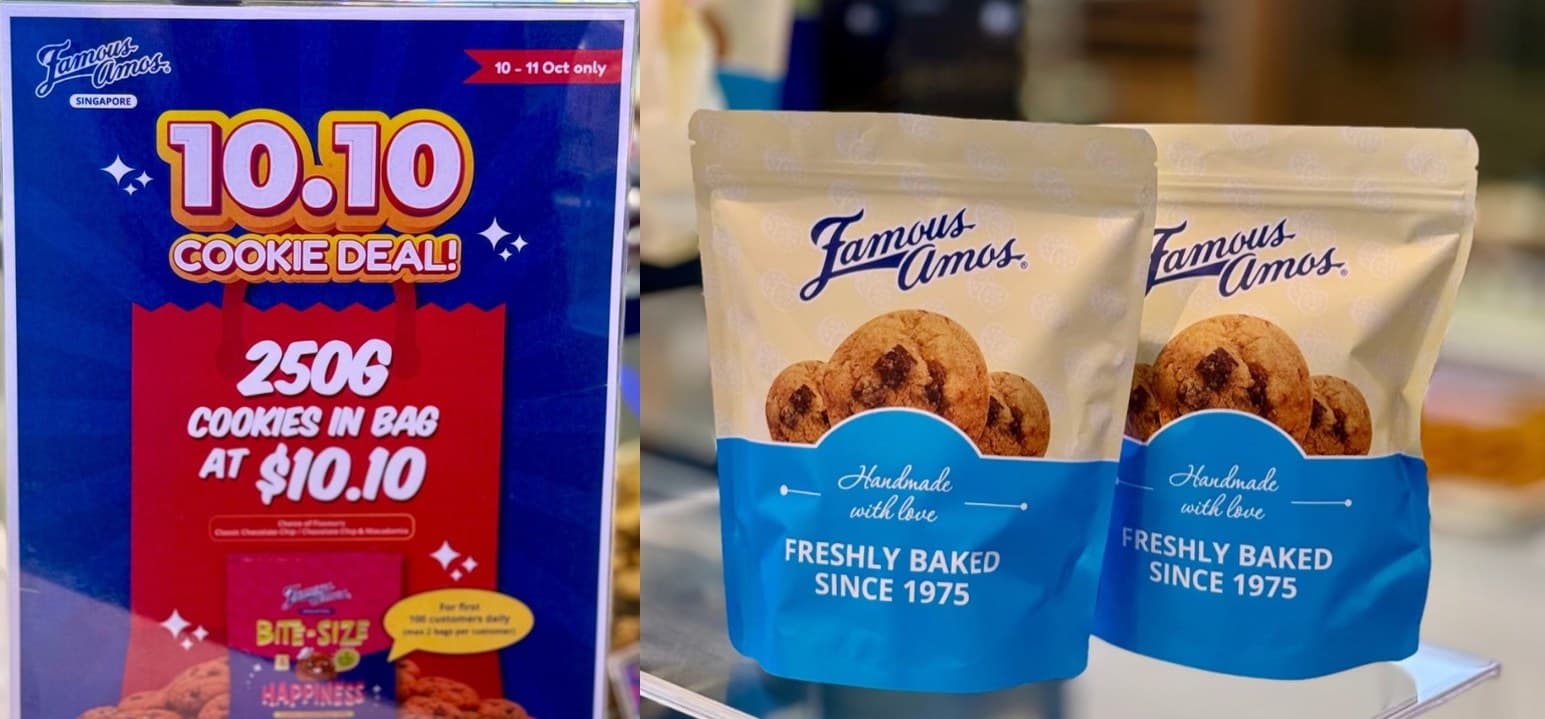 Famous Amos 10.10 Cookie Deal: 250g Bag of Cookies for $10.10, Sat 10 and Sun 11 Oct 2026, In Stores Only
