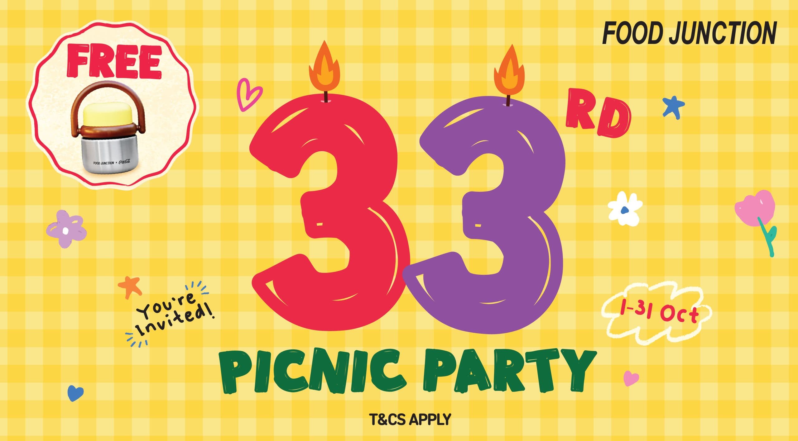 Food Junction 33rd Anniversary: Free Food Jar With a $33 Spend, 1-31 Oct 2026, Plus $5 Weekday Meals to December