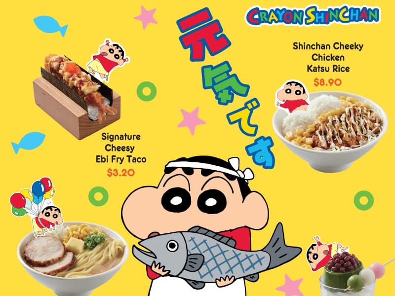 Genki Sushi x Crayon Shinchan: Cheesy Ebi Fry Taco $3.20, a Gachapon Spin Every $50 and a Members-Only Hoodie, 24 Sep to 8 Nov 2026