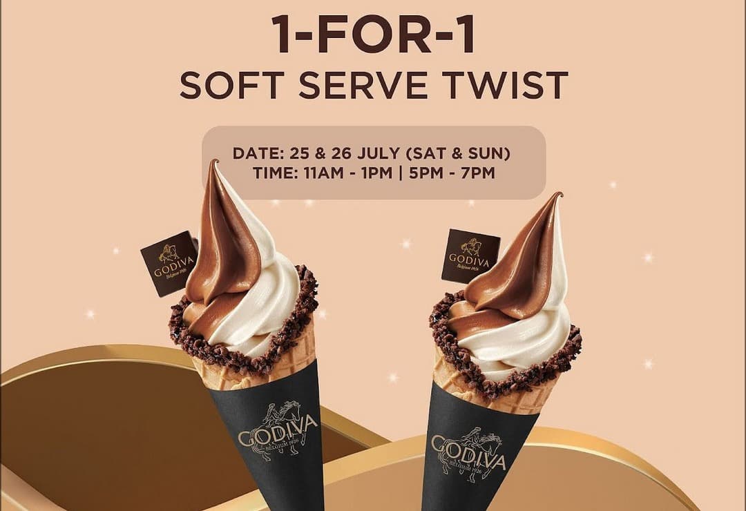 GODIVA 1-for-1 Chocolate Twist Soft Serve — Buy 1 Get 1 FREE This Weekend Only (25–26 Jul 2026, Two Windows a Day)