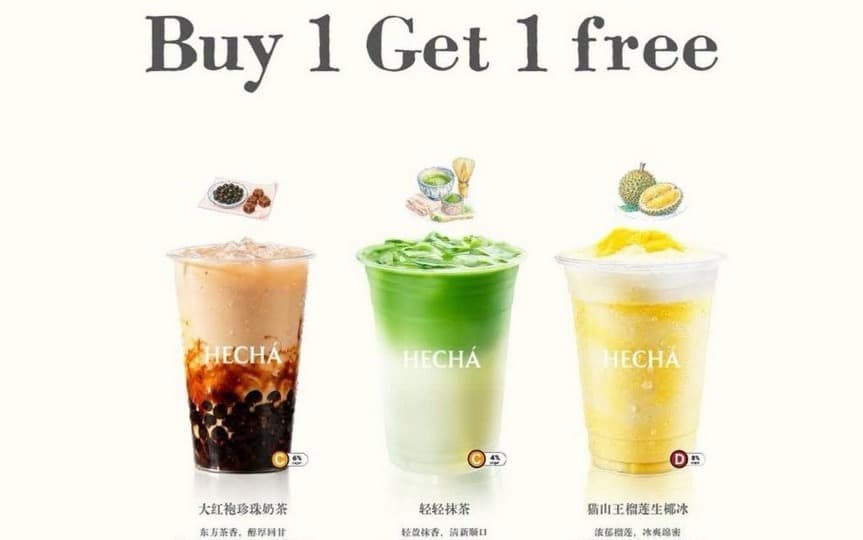 HECHÁ by Haidilao 1-for-1 Drinks — Light Matcha Latte (20–21 Jul) & MSW Durian Coconut Slush (27–28 Jul), All Outlets
