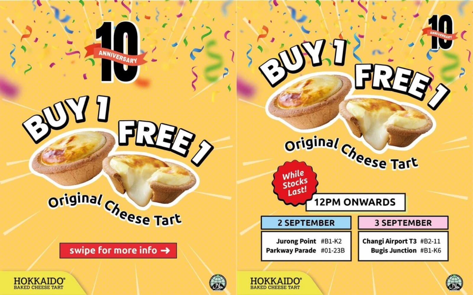 Hokkaido Baked Cheese Tart Goes Buy 1 Free 1 on 2 and 3 September 2026, but Only Two Outlets a Day