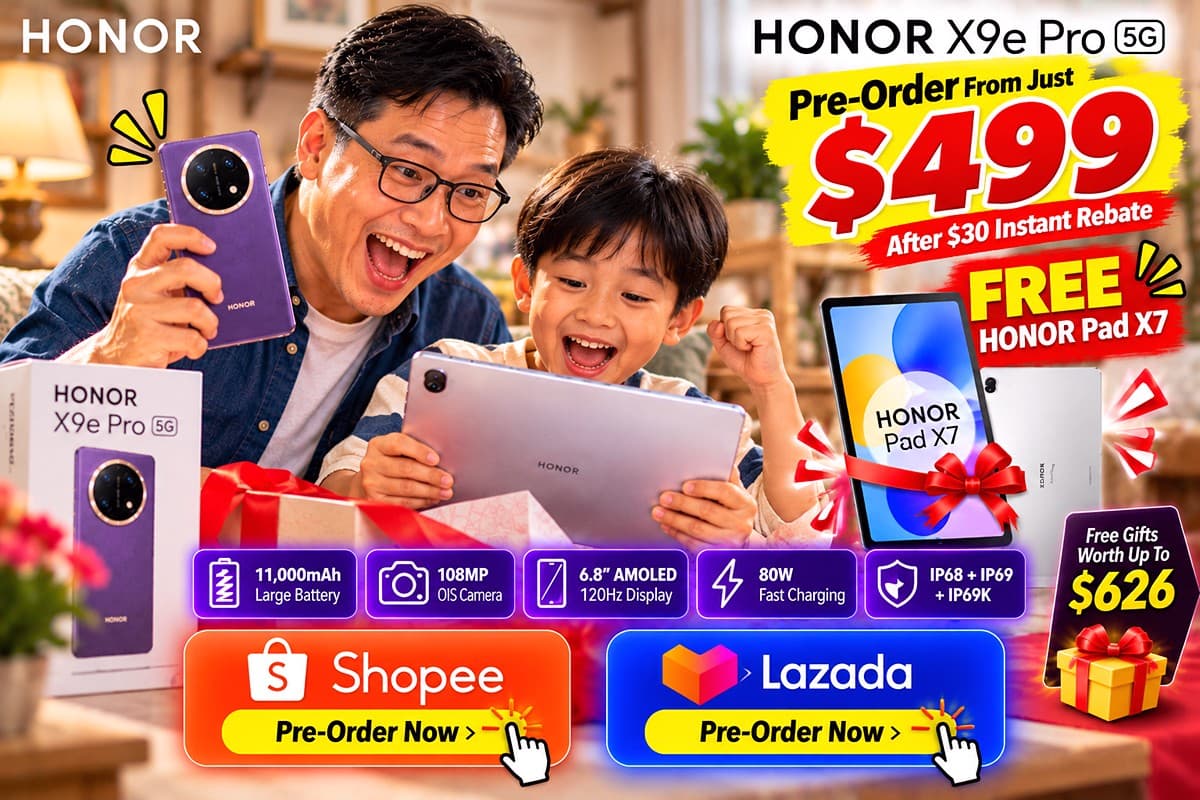 HONOR X9e Pro Pre-Order, 25 Sep to 1 Oct 2026: From $499 After a $30 Rebate, Plus a Free HONOR Pad X7