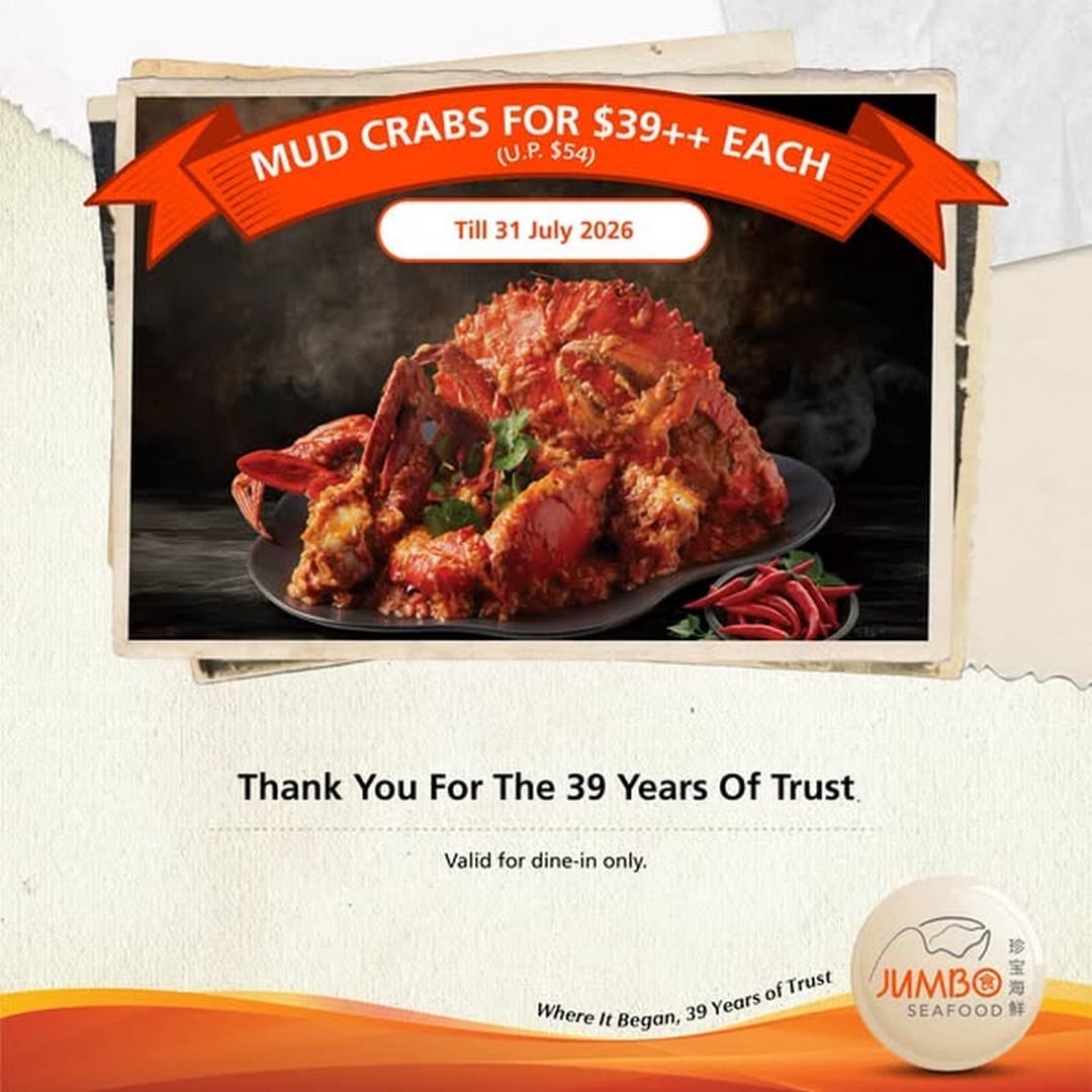 JUMBO Seafood's Original East Coast Flagship Is Closing After 39 Years — $39 Mud Crab Farewell Deal (Till 31 Jul)