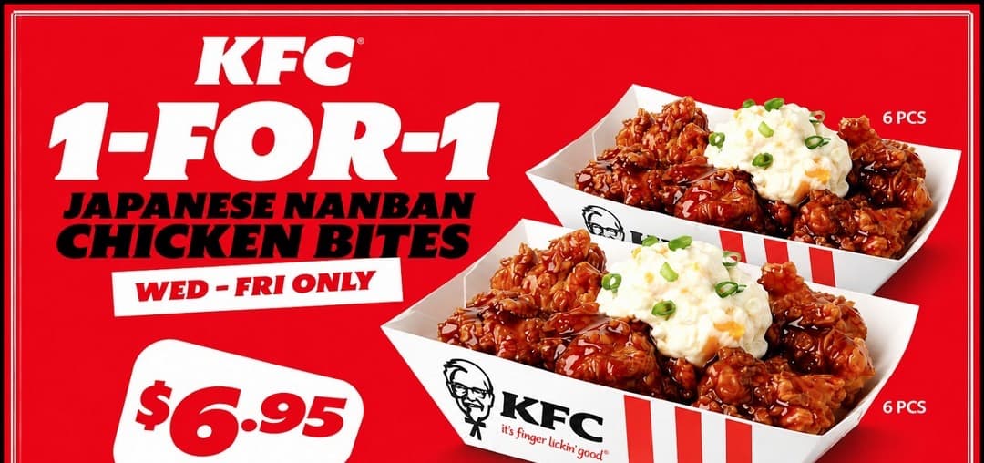 KFC 1-for-1 Japanese Nanban Chicken Bites: 12 Pieces for $6.95, Every Wed-Fri From 14 Oct
