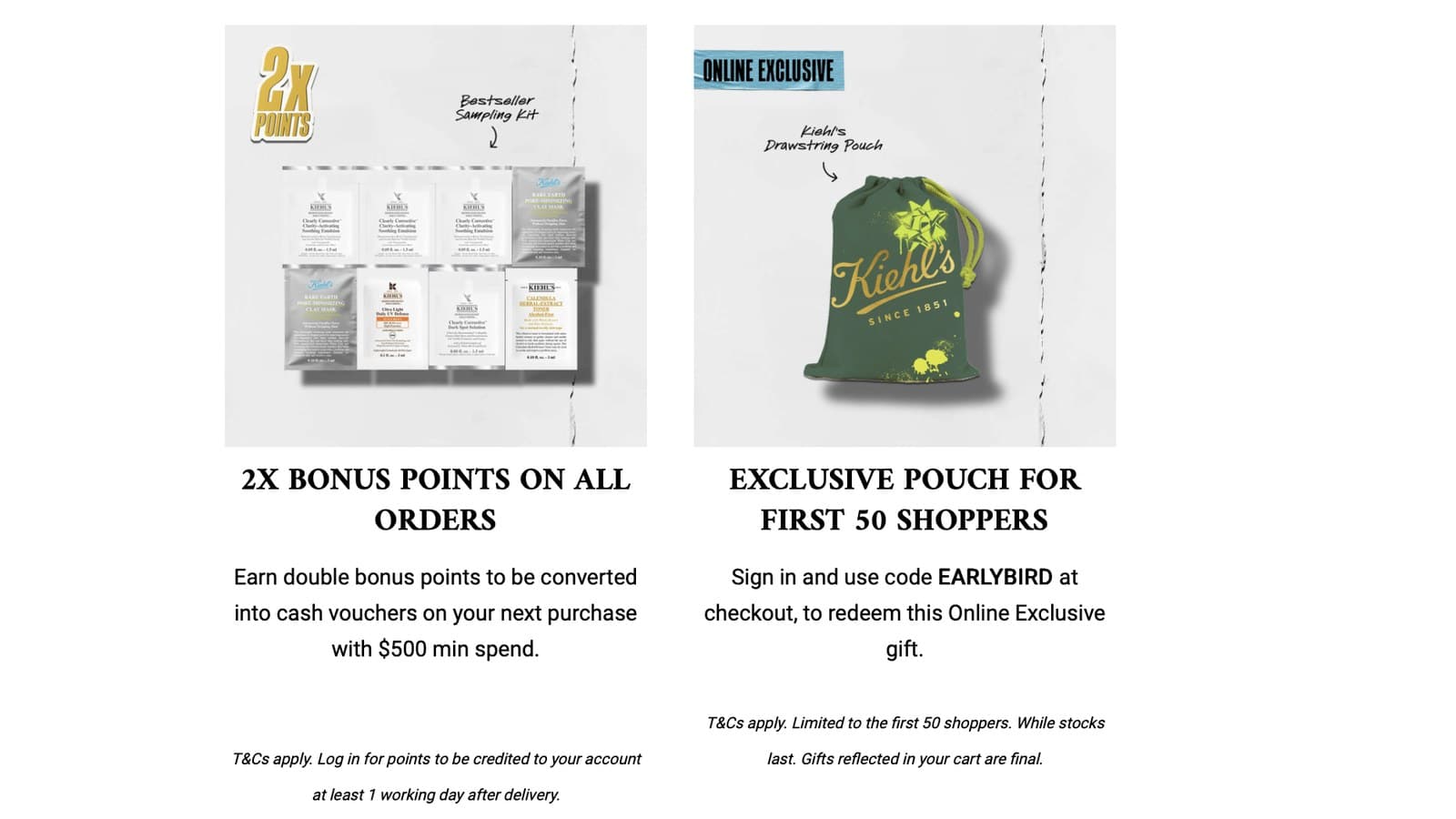 Kiehl's Singapore 175th Anniversary — 20% Off Storewide + 5% Member Voucher + Free Drawstring Pouch for First 50 Online Shoppers (Ends Fri 22 May 2026)