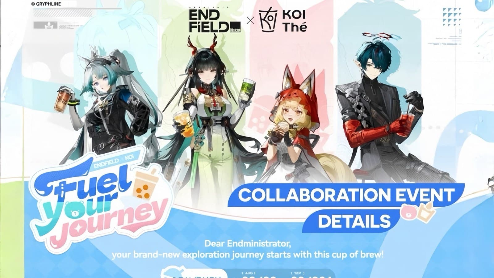 KOI Thé x 明日方舟: 终末地, 8 月 20 日至 9 月 3 日: 买冬瓜系列饮品就送联名周边, $5.30 起