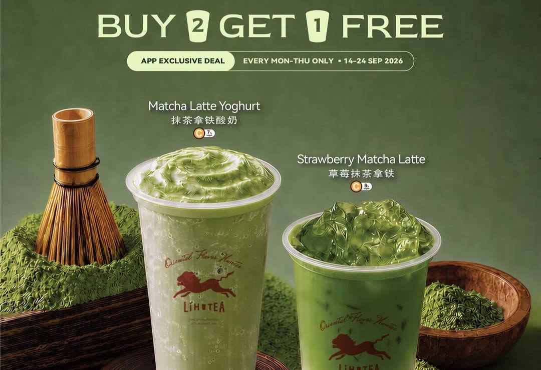 LiHO TEA Matcha Muse Buy 2 Get 1 Free: Three Cups From $11.80 in the App, but Only Monday to Thursday (14-24 Sep 2026)