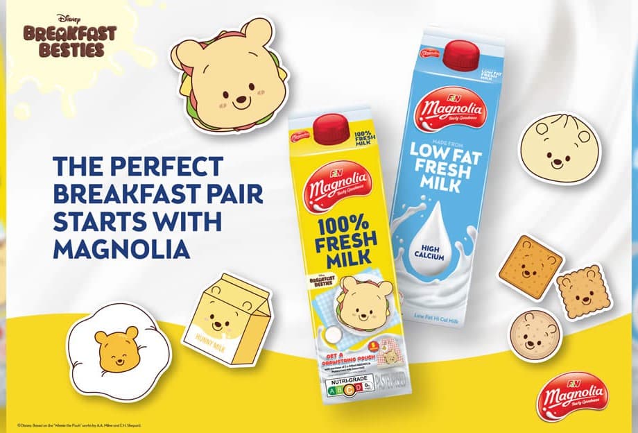 F&N Magnolia's Winnie the Pooh Pouches Are a Gift-With-Purchase, Not a Freebie — the Flash on Magnolia's Own Carton Says 2 x 946ml Per Pouch, So All Five Designs Is 10 Cartons, 9.46 Litres of Fresh Milk and ~$32.75, and F&N Has Published No End Date At All
