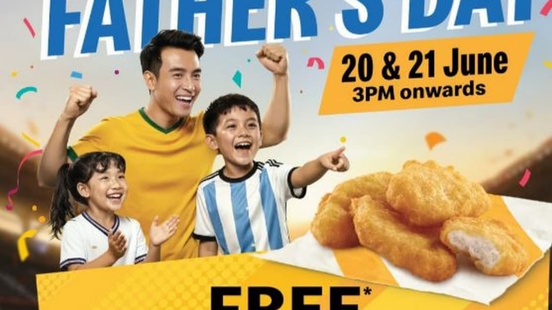 McDonald's Singapore FREE 4pc Chicken McNuggets — Father's Day Football-Jersey Special, 20 & 21 Jun 2026 (3pm Onwards)