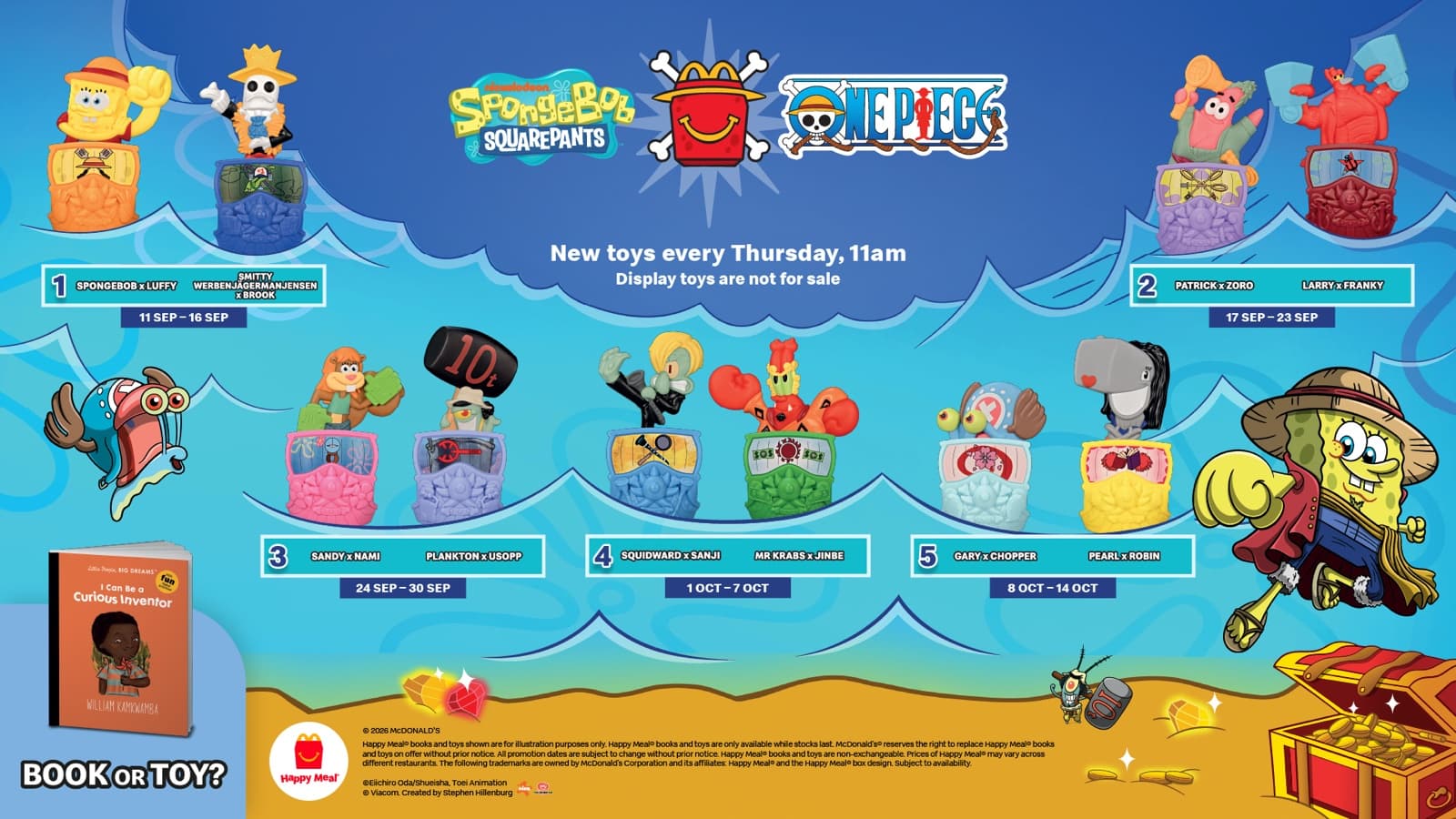 McDonald's SpongeBob x One Piece Happy Meal Singapore: 10 Toys, a New Pair Every Thursday 11am to 14 Oct 2026
