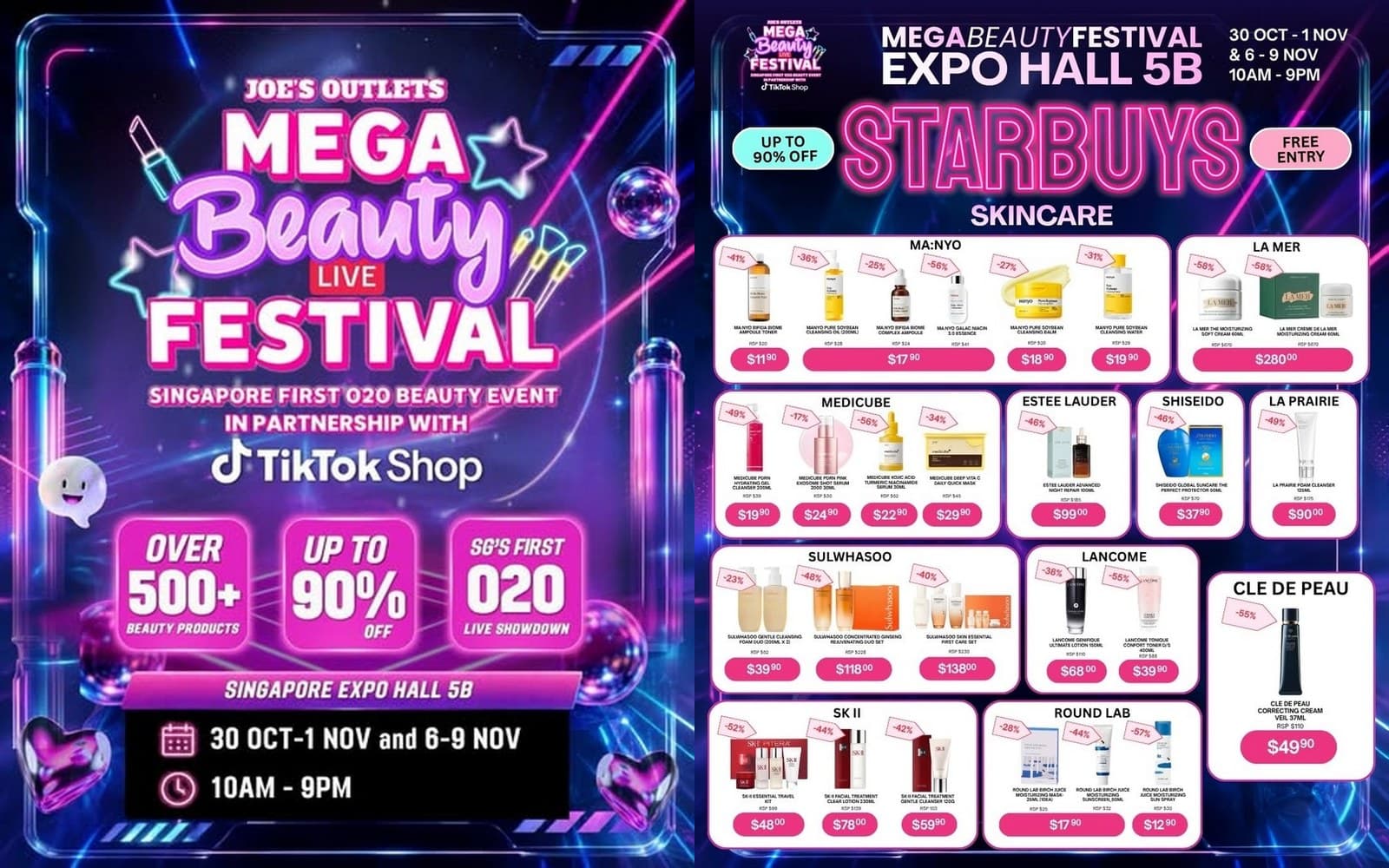 Mega Beauty Festival Returns to Singapore Expo Hall 5B: Up to 90% Off 500+ Beauty Brands, Free Entry, 30 Oct-1 Nov and 6-9 Nov 2026