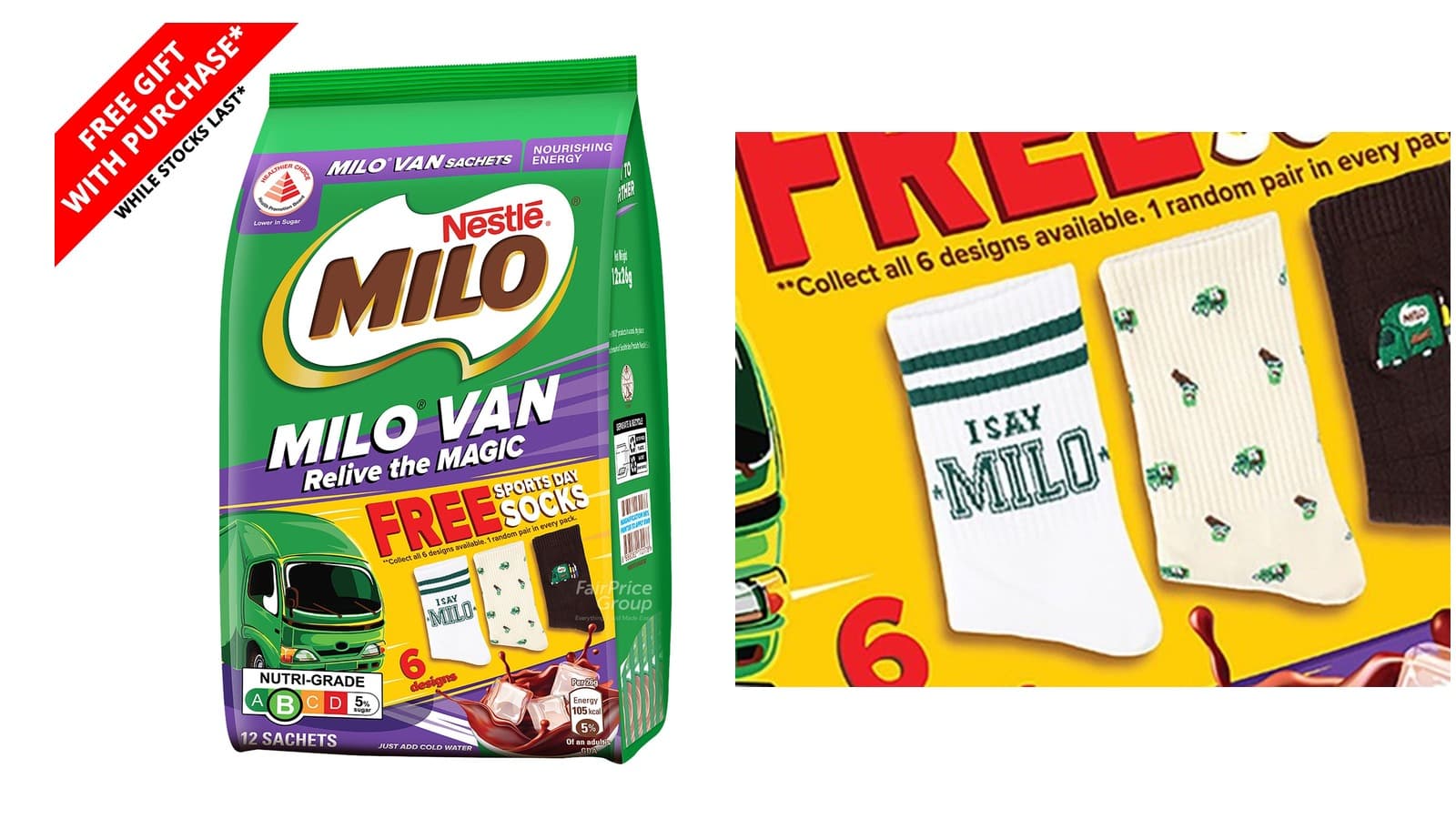 MILO Van Sachets Now Come With Free Sports Day Socks — 6 Designs, 1 Random Pair a Pack, and Collecting the Set Costs About $132
