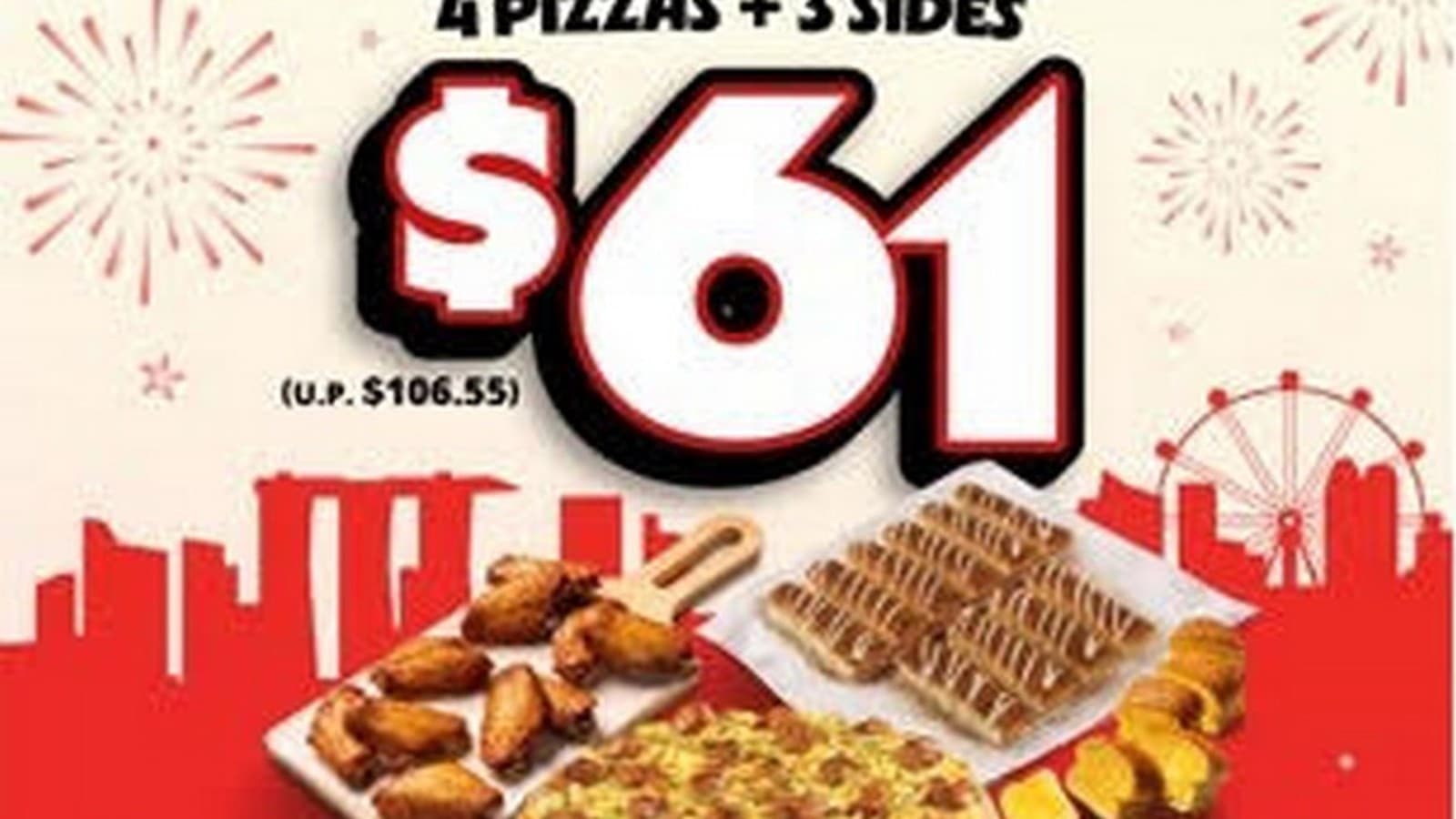 Pizza Hut's SG61 Deals — $61 National Day Bundle (U.P. $106.55), $6.10 Off Takeaway Bundles (8-10 Aug) + New Cheesy 7 Durian & Otah Laksa