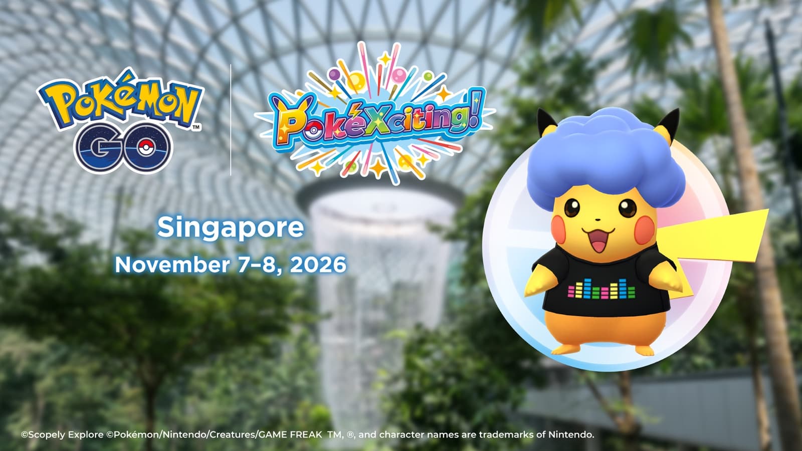 PokéXciting! Singapore at Jewel and Changi Airport, 7-8 Nov: Free Pokémon 30th Parade With All 27 Starters, Blue Pikachu in Pokémon GO and Shopping Redemptions