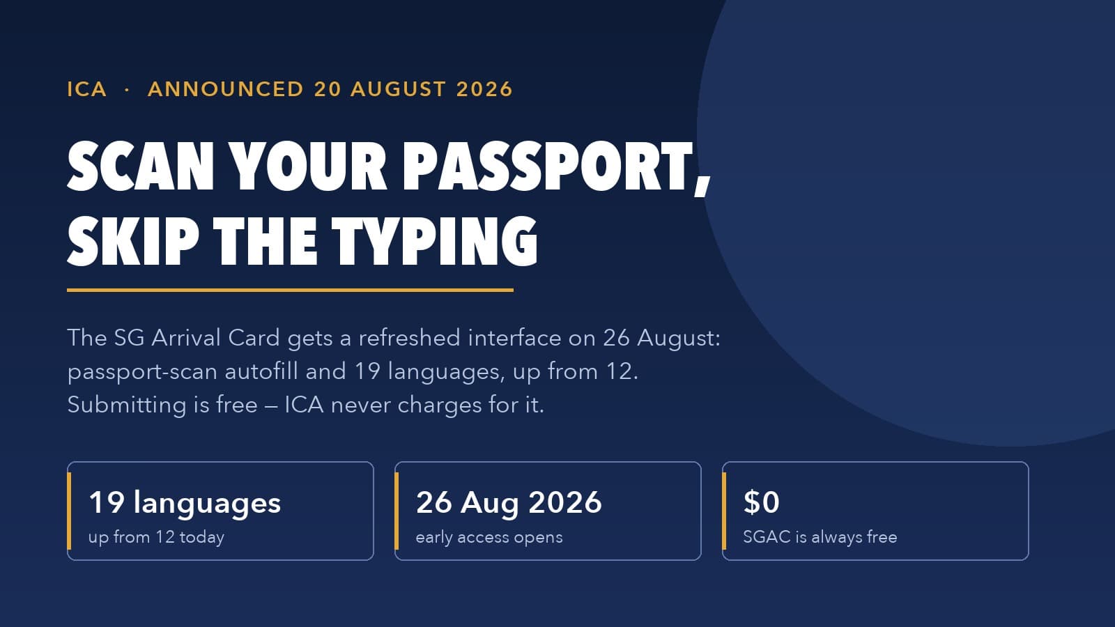 ICA Is Rebuilding the SG Arrival Card From 26 Aug — Passport-Scan Autofill and 19 Languages, and No, Singaporeans Flying Home Are Not Exempt