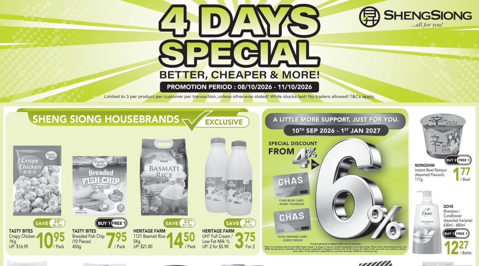 Sheng Siong 4 Days Special (8-11 Oct 2026): Häagen-Dazs 3 for $25, Four Buy 1 Free 1 Lines, and Friday Is the Only CHAS Day Left