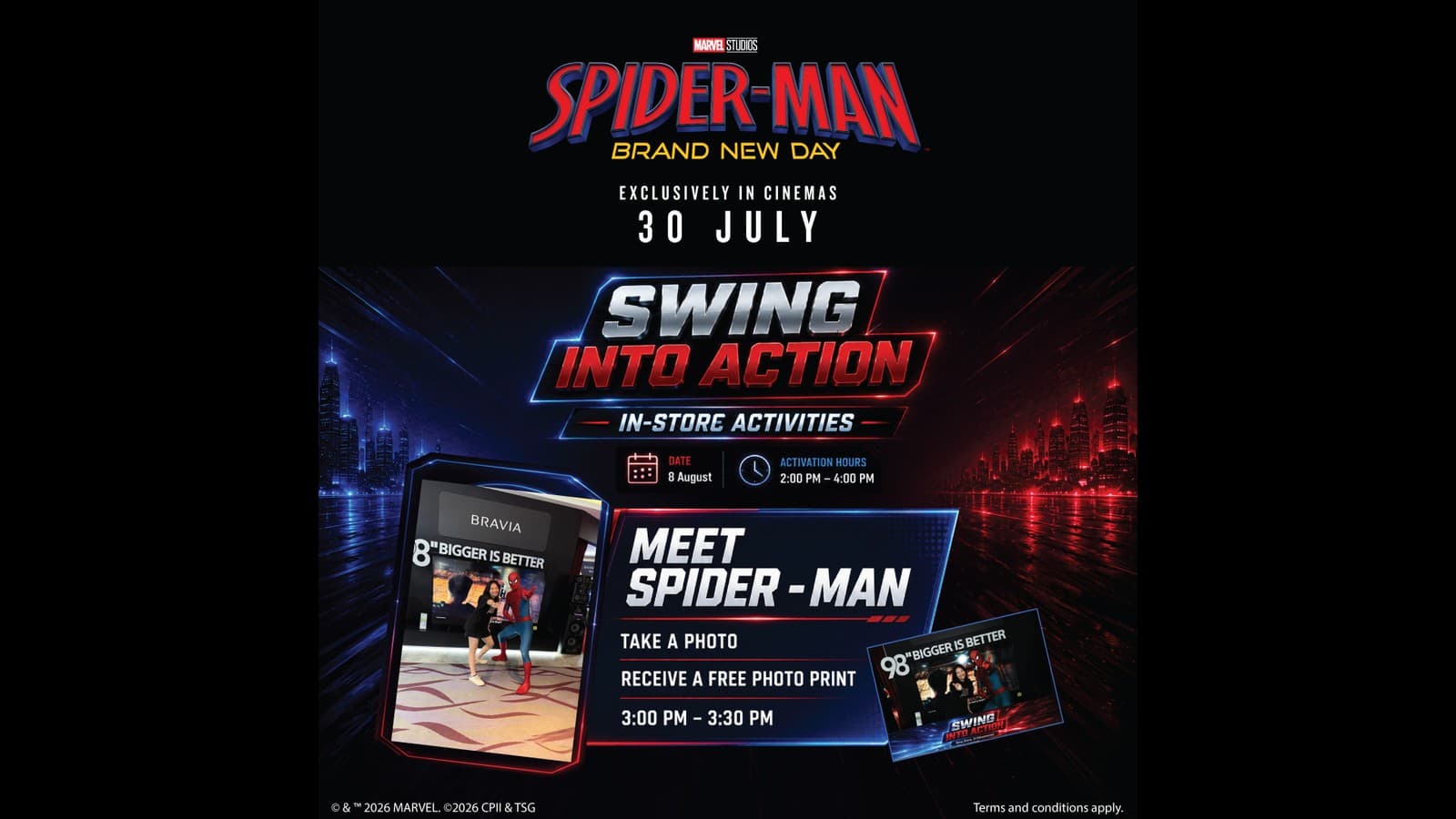 Meet Spider-Man at Sony Store 313@somerset This National Day (8 Aug) — Plus SG61 Storewide Deals & Scratch-and-Reveal