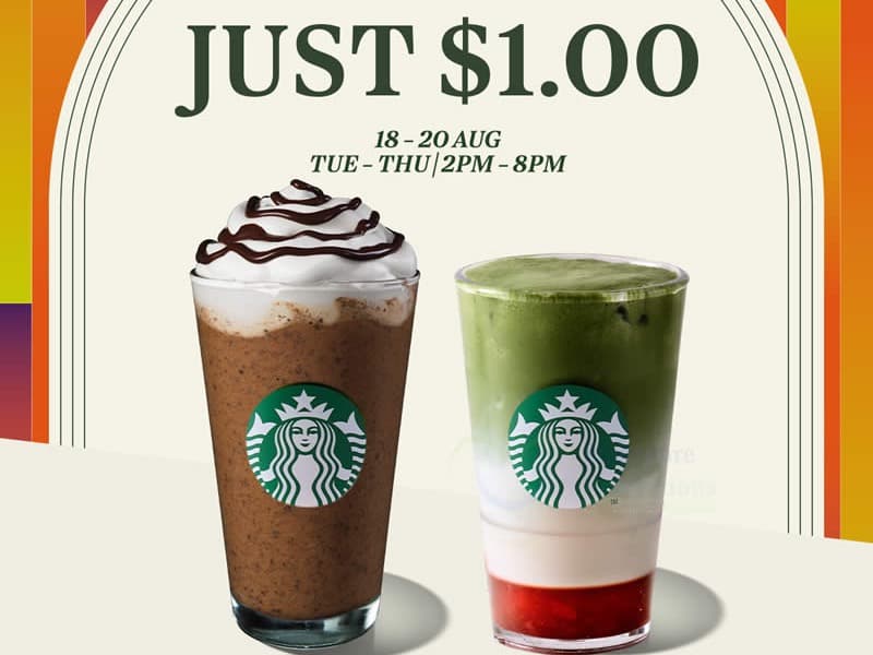 Starbucks $1 Second Venti Is Back — 18–20 Aug 2026 (Tue–Thu), 2pm–8pm Only, Rewards Members, 3 Vouchers Each