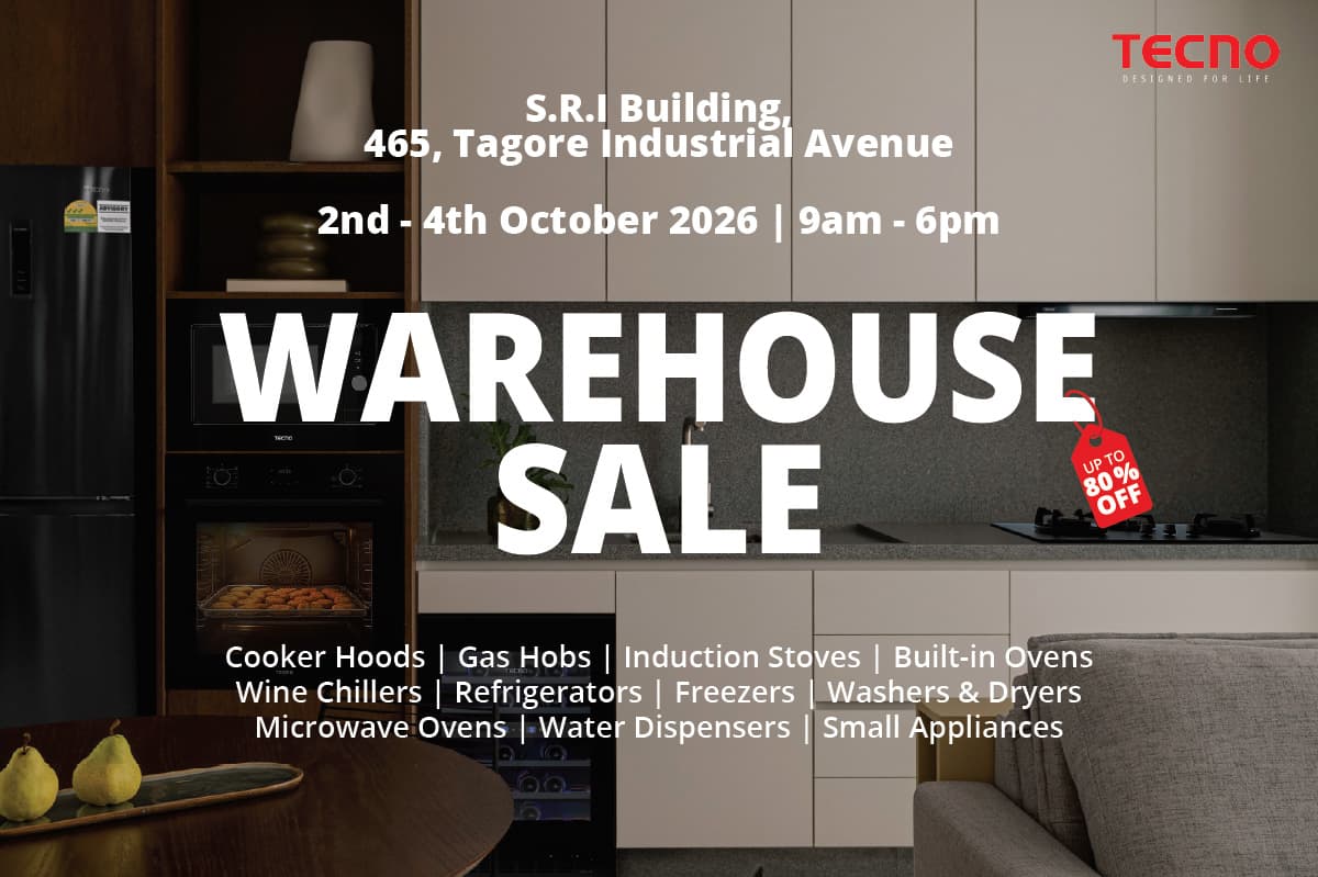 Tecno Warehouse Sale 2026: Up to 80% Off Hobs, Hoods and Ovens at Tagore, 2-4 Oct