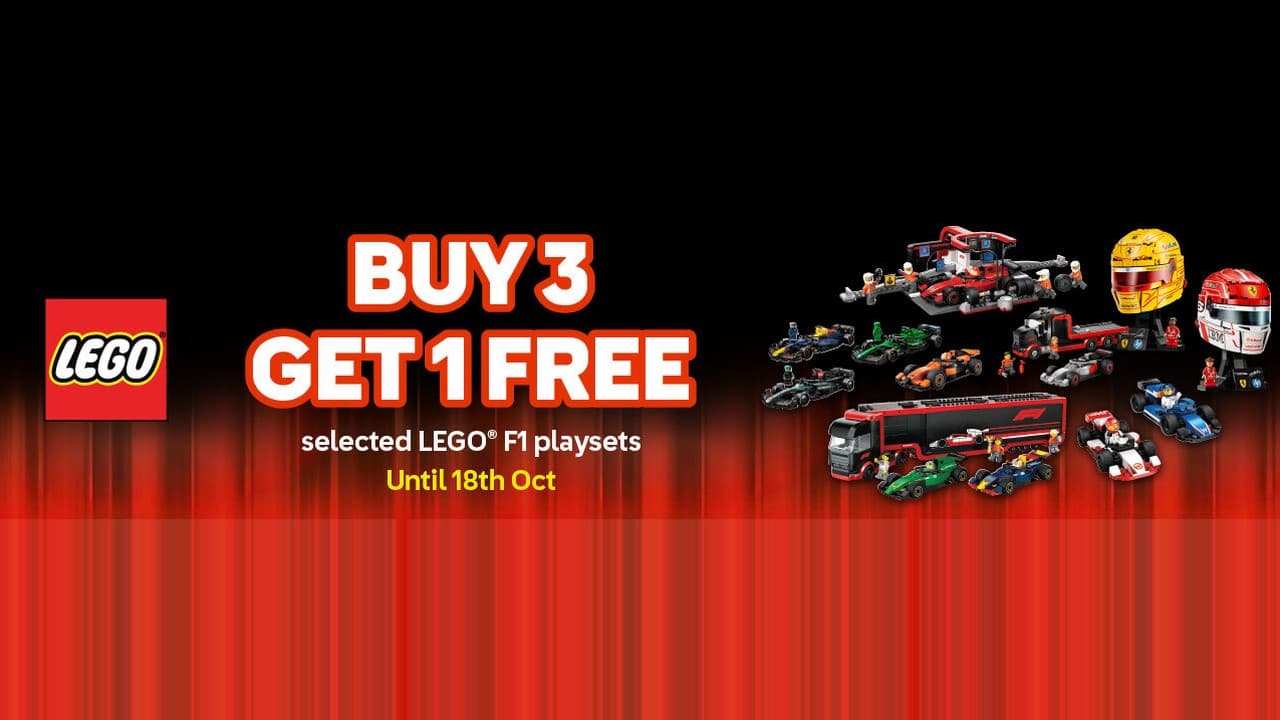 Toys"R"Us LEGO F1 Buy 3 Get 1 Free: 23 Sets From $21.99, to 18 Oct 2026