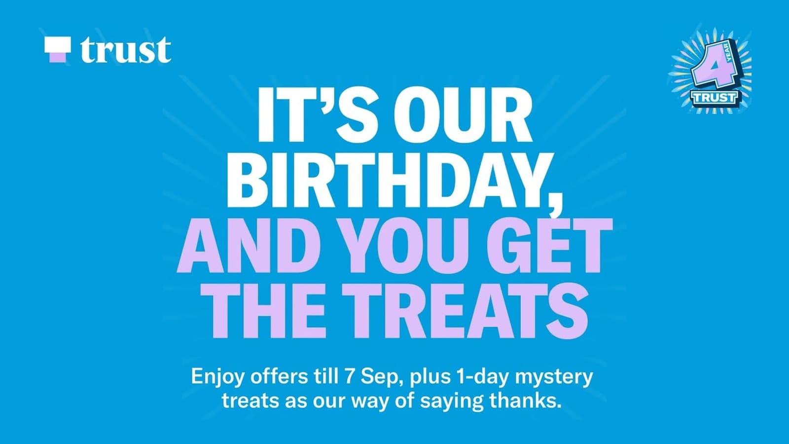 Trust Bank Turns 4: S$3 Starbucks, Burger King, Kopitiam and 4 More, 1 to 7 September 2026
