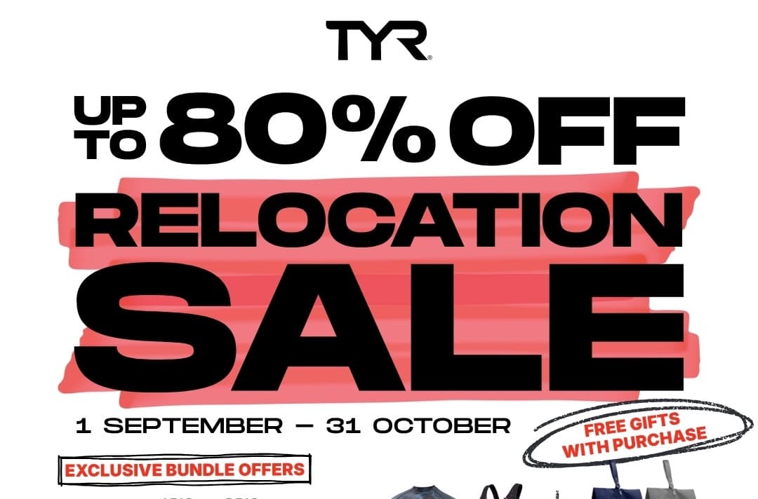 TYR Relocation Sale (1 Sep-31 Oct 2026): Swimwear $25 or 5 for $100 at Kewalram House, All Sales Final