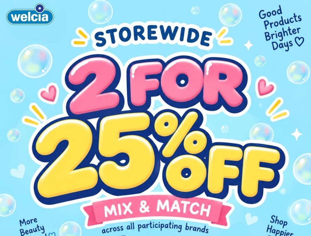 Welcia Mix & Match: Any 2 Participating Items for 25% Off, 11-20 Sep 2026, at 5 of Its 8 Stores