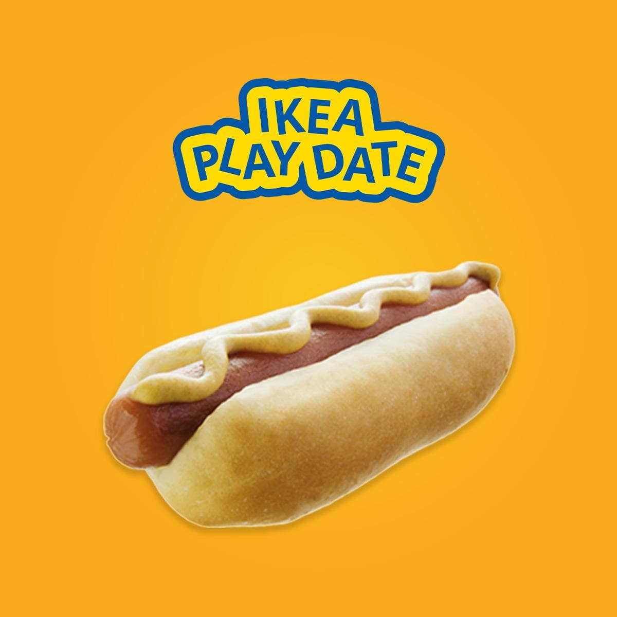 IKEA PLAY DATE Hot Dog Party / Ice Cream Bar / Chicken Wing Party promo grid — three customisable food experiences across June 2026 weekends at IKEA Tampines and IKEA Alexandra