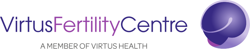 Virtus Fertility Centre Singapore: prints both the GST and pre-GST price, and lets MediSave cut the upfront payment logo