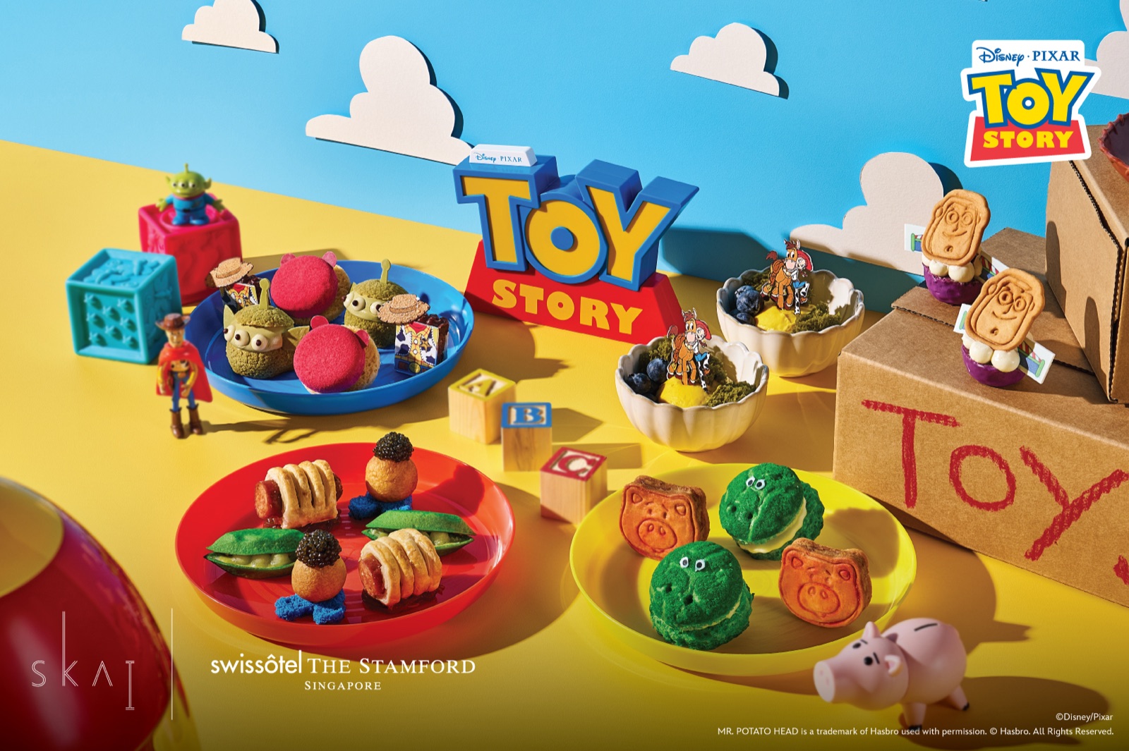 ALSO NEW TODAY (MON 7 SEP), AND IT RUNS TO 30 NOV: SKAI'S TOY STORY HIGH TEA ON THE 70th FLOOR IS S$78++ AN ADULT AND S$39++ A CHILD, BUT THE CHILD SET DROPS THREE OF THE TEN PIECES