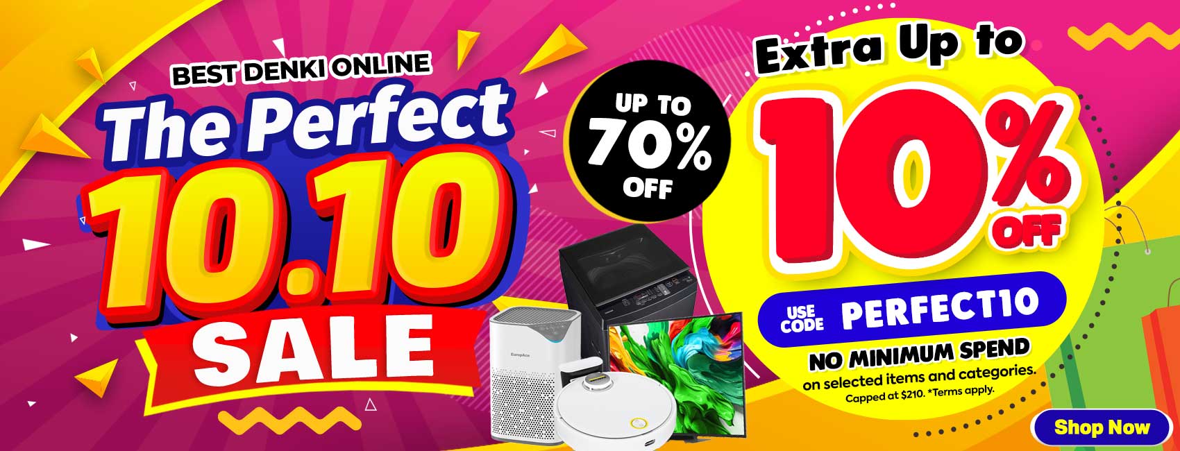 BEST Denki Perfect 10.10: 优惠码 PERFECT10 再打九折, 最多减 $210