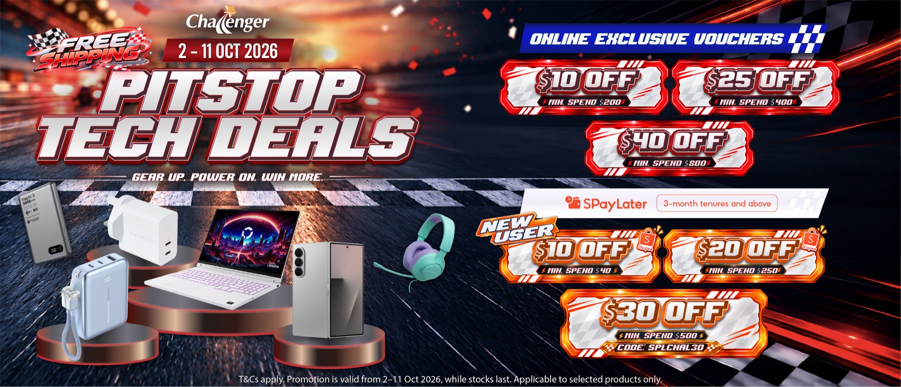 Challenger Pitstop Tech Deals: PTD 优惠码最多减 $40, 10 月 2 日至 11 日