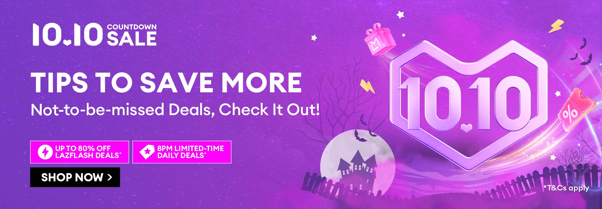 Lazada 10.10: 时间最短, 10 月 9 日晚上 8 点至 12 日