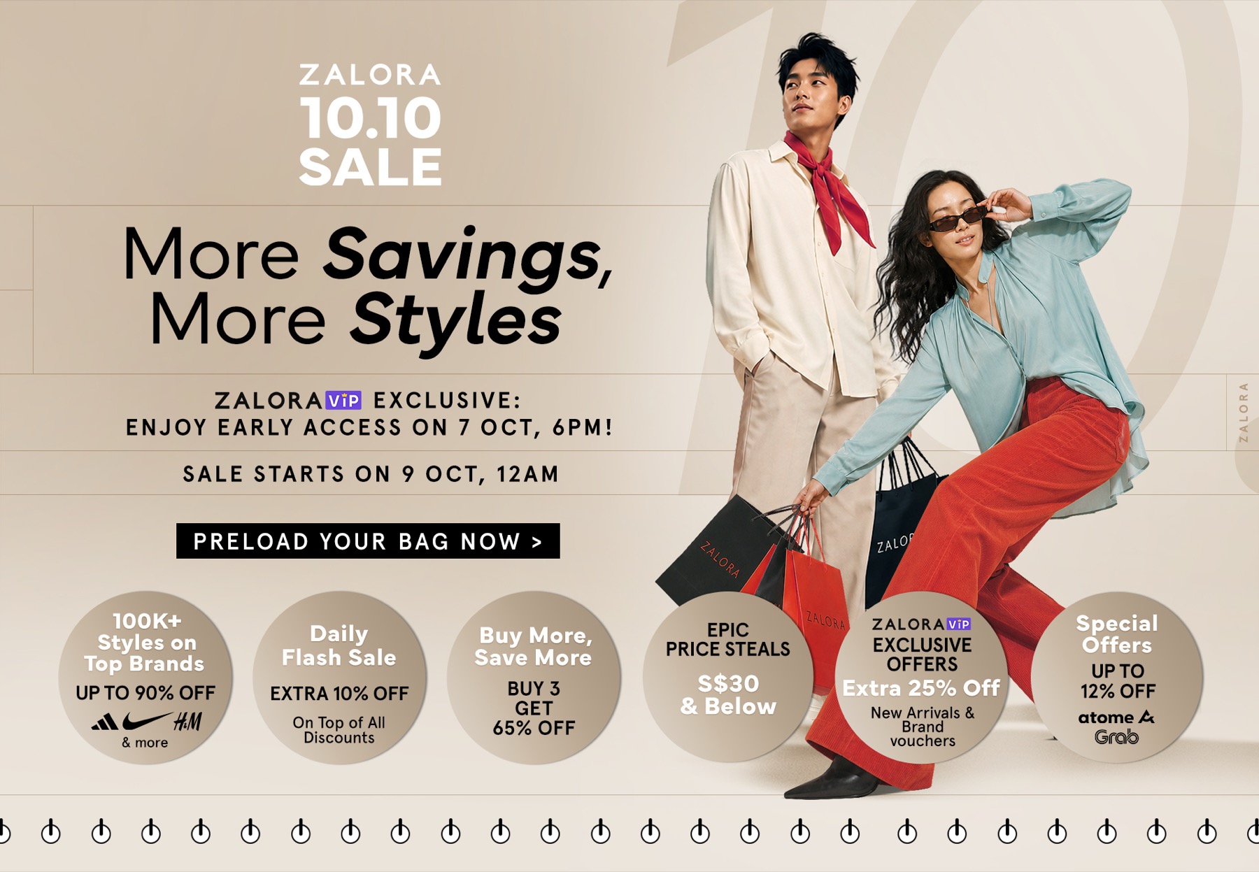 Zalora 10.10 特卖: 时尚首选, 10 月 9 日起最高 90% off
