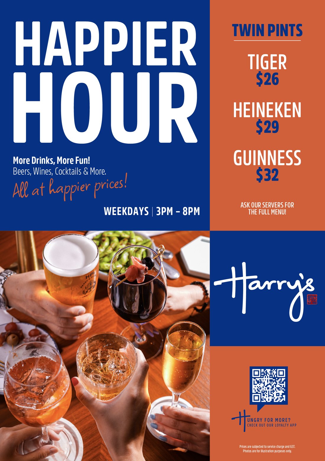 Harry's: best for groups, twin pints from $26++ and a 1-for-1 Thursday ladies' night