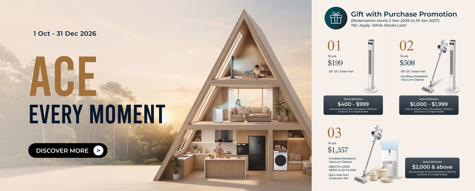 EuropAce: cheapest, $49 portable and $499 built-in, with gifts to 31 Dec