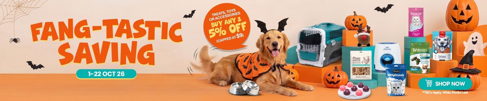 Petico (formerly Perromart): SPOOKY5% voucher to 22 October, free delivery from $59