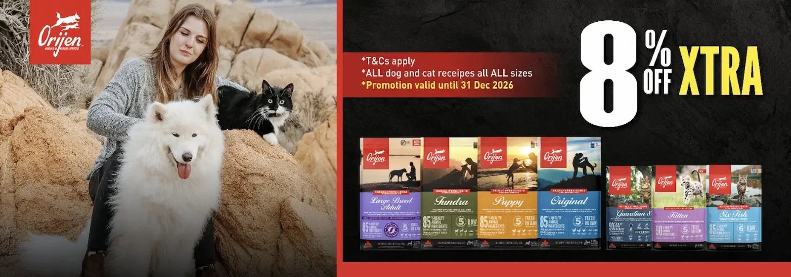 Polypet: extra 8% off all Orijen to 31 December, plus a Clementi store