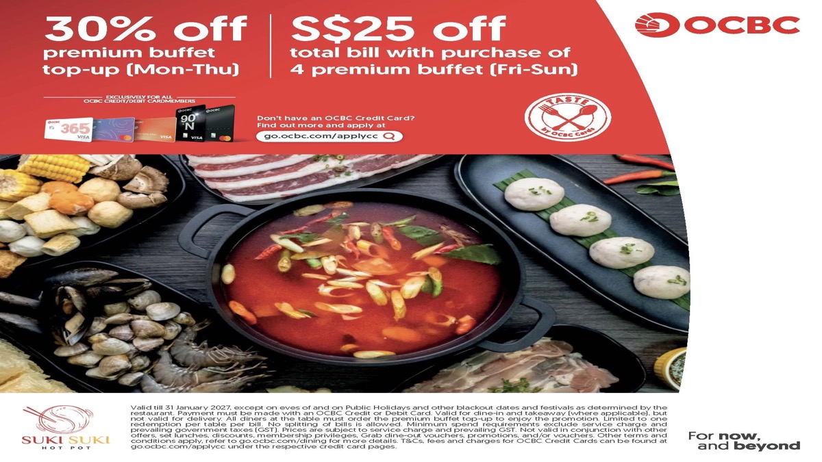 Suki-Suki Hot Pot — Halal Thai-Style Hotpot Buffet, 30% Off Premium Top-Up With OCBC